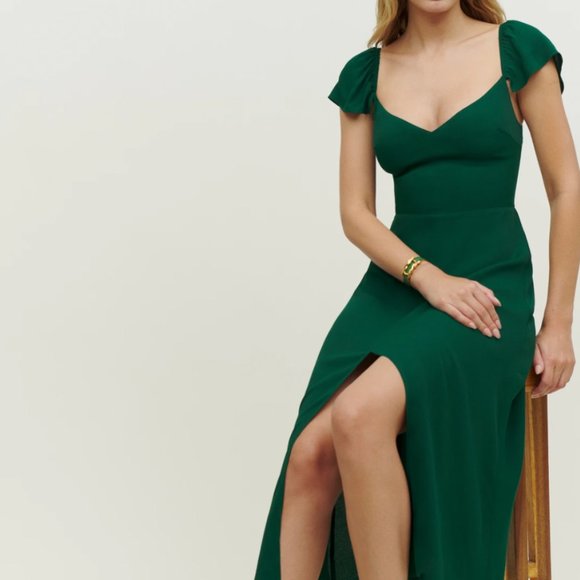 Reformation Baxley Green Dress - Picture 1 of 4